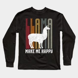 Cute & Funny Llama Make Me Happy Retro Llamas Long Sleeve T-Shirt